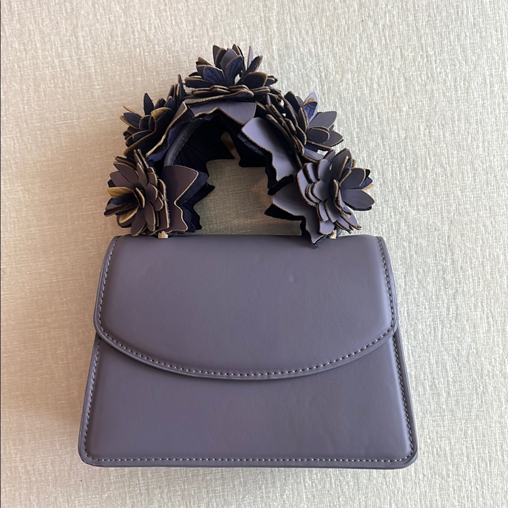 Zara Elegant Purple Women's Bag with Floral Handle
